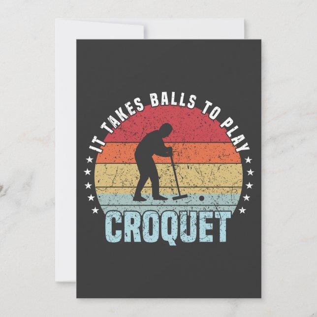 Retro It Takes Balls To Play Croquet Invitation (Front)