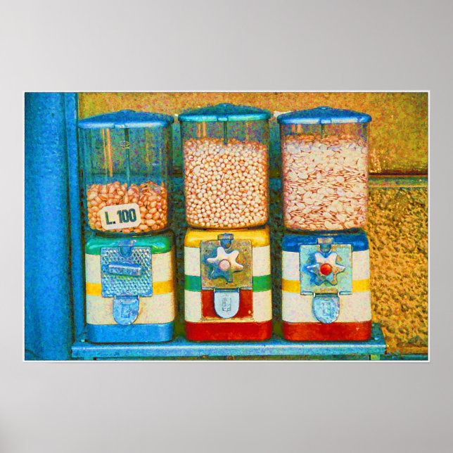 Retro Italian 1950s Nut Vending Machines Poster (Front)
