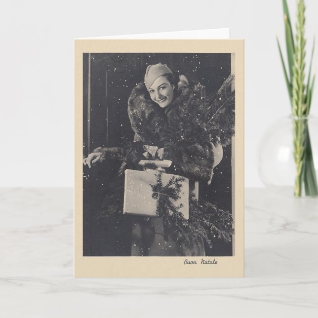 Retro Italian Buon Natale Christmas Card (Front)