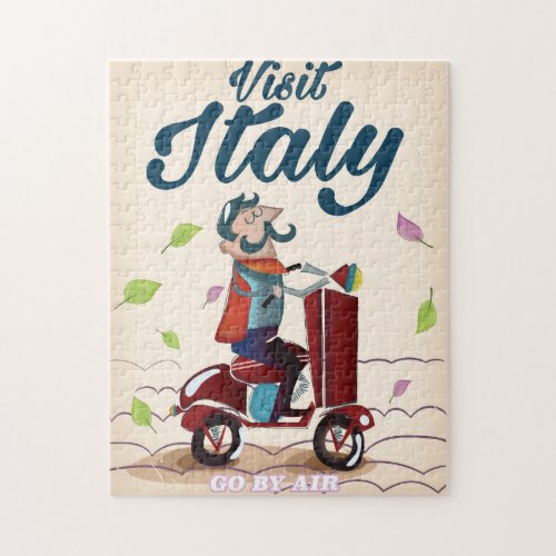 Retro Italian cartoon scooter poster Jigsaw Puzzle