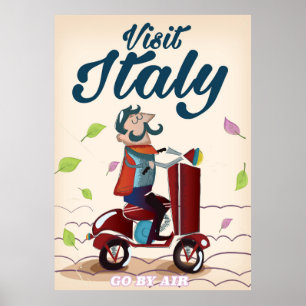 Retro Italian cartoon scooter poster. Poster