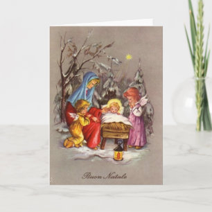 Retro Italian Christmas Nativity Greeting Card