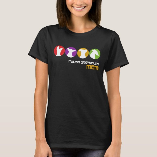 Retro Italian Greyhound Mom Modern Silhouette T-Shirt (Front)