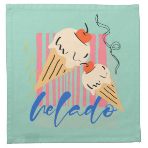 Retro Italian Ice Cream Cones Cloth Napkin