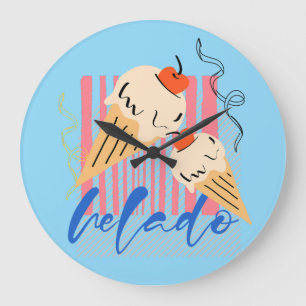 Retro Italian Ice Cream Cones Large Clock