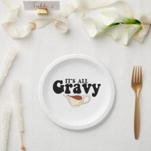 Retro Its All Gravy Baby Vintage Fall Thanksgiving Paper Plates
