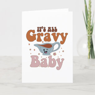 Retro Its All Gravy Baby Vintage Fall Thanksgiving Thank You Card