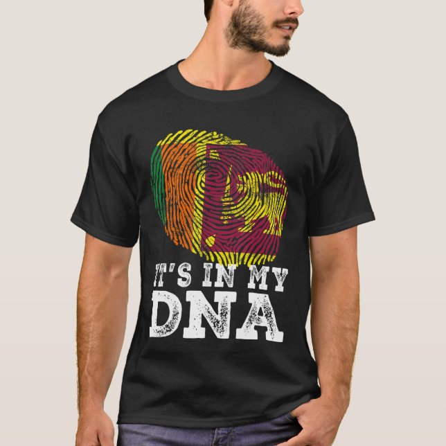 Retro It's In My Dna Sri Lanka Flag Fingerprint T-Shirt (Front)