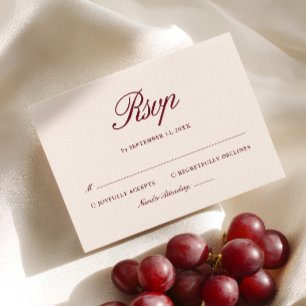 Retro Ivory Beige & Burgundy Elegant Wedding RSVP Card