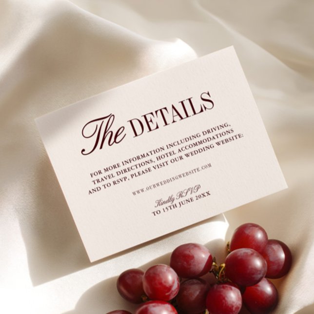 Retro Ivory Beige & Burgundy Wedding Website  Enclosure Card (Retro Ivory Beige & Burgundy Wedding Website Enclosure Card)