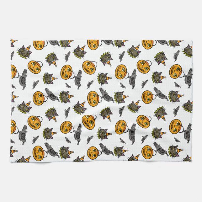 Retro Jack and Cat Kitchen Towel (Horizontal)