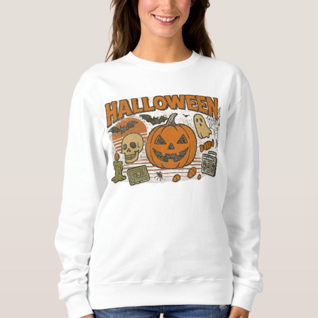 Retro Jack-O’-Lantern Halloween Clothes unisex Sweatshirt (Front)