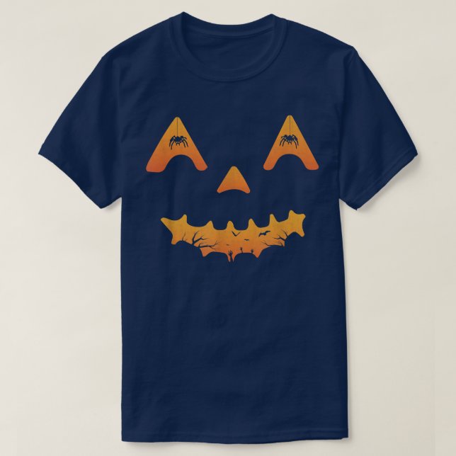 Retro JackOLantern Scary Pumpkin Face Funny Hallow T-Shirt (Design Front)