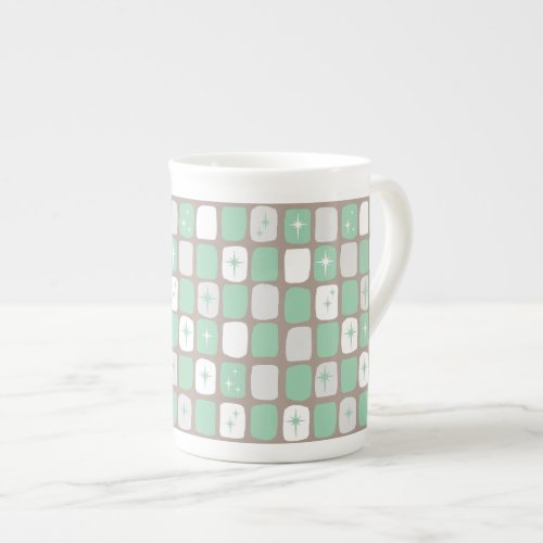 Retro Jade Starbursts Bone China Mug