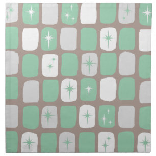 Retro Jade Starbursts Cloth Napkins