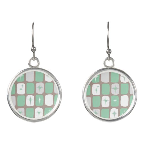 Retro Jade Starbursts Drop Earrings