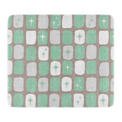 Retro Jade Starbursts Glass Cutting Board