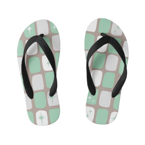 Retro Jade Starbursts Kids Flip Flops