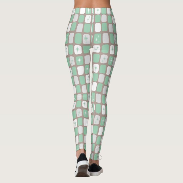 Retro Jade Starbursts Leggings (Back)