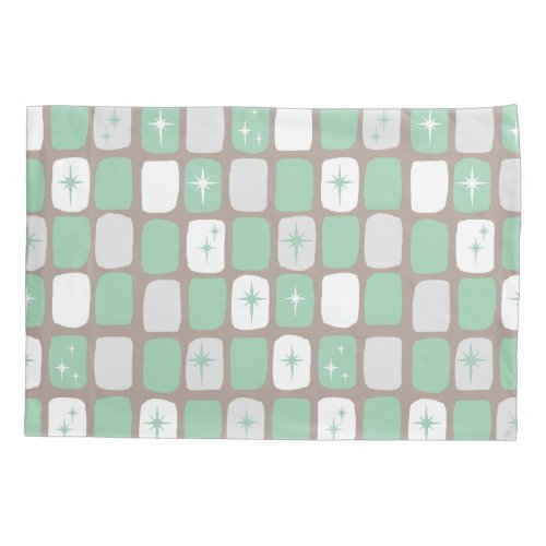 Retro Jade Starbursts Pillowcase