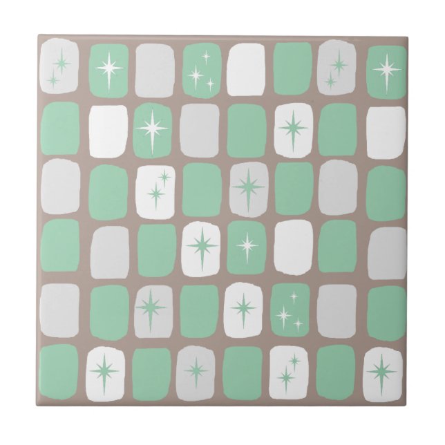 Retro Jade Starbursts Tile (Front)