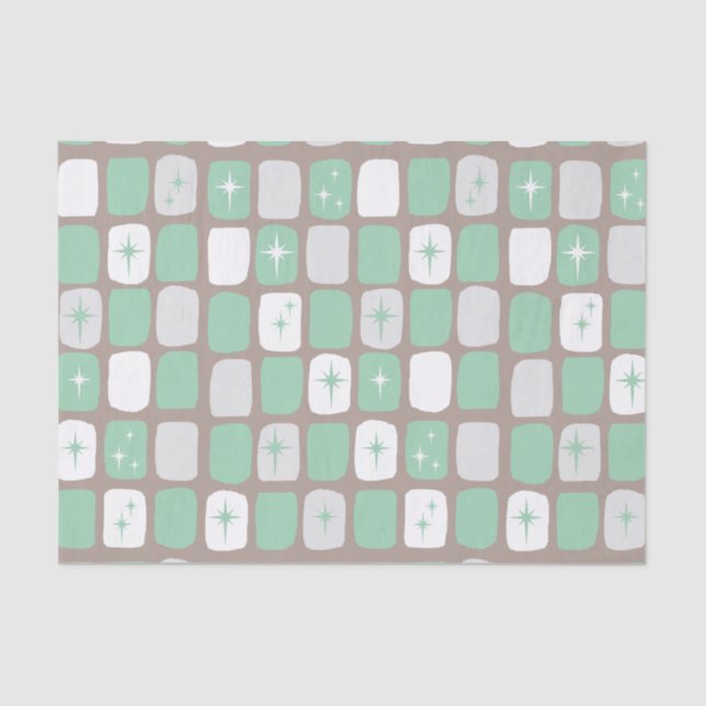 Retro Jade Starbursts Tissue Paper (Front)