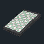 Retro Jade Starbursts Trifold Nylon Wallet<br><div class="desc">This Retro Jade and White Starbursts Trifold Nylon Wallet is so adorably space age you won’t be able to contain your enthusiasm. And, why would you want to? This 1960’s mid century modern inspired design features a dark heather grey background and rows of perfectly imperfect rectangles in jade, white, and...</div>