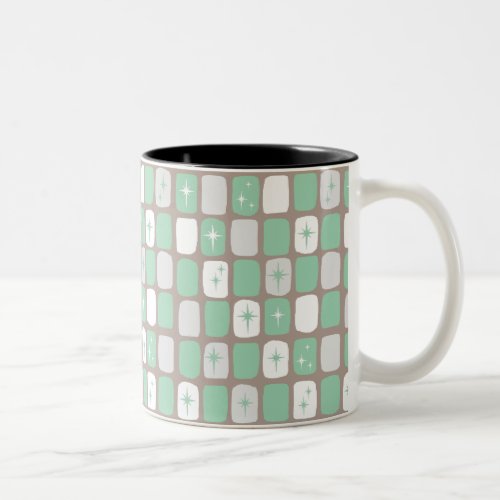 Retro Jade Starbursts Two Tone Mug