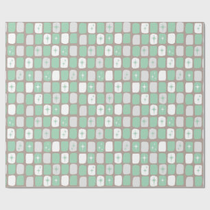 Retro Jade Starbursts Wrapping Paper