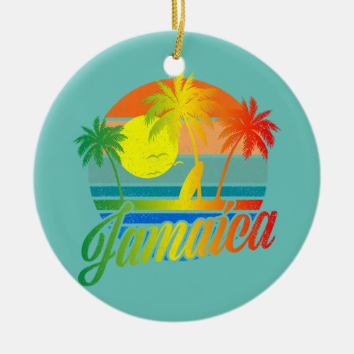 Retro Jamaica Summer Beach Vacation For Men Women Ceramic Ornament