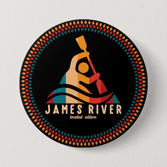Retro James River Kayaking Button (Front)