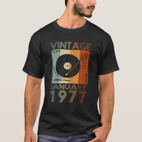 Retro January 1977 T 45Th Birthday Gift 45 Years O T_Shirt