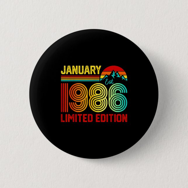 Retro January 1986 Limited Edition 40-year-old 40t Button (Front)