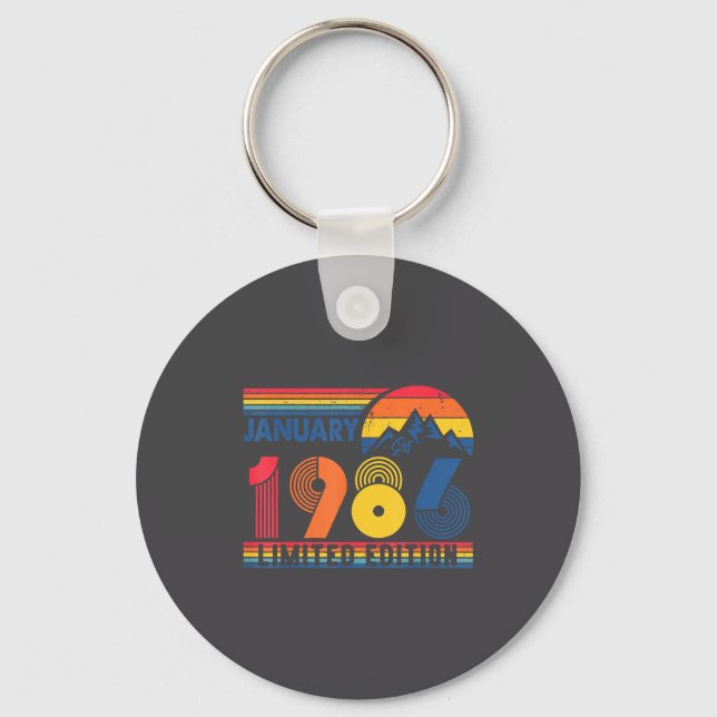 Retro January 1986 Limited Edition 40 Year Old 40t Keychain (Front)