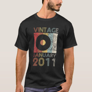 Retro January 2011 T 11Th Birthday Gift 11 Years O T-Shirt