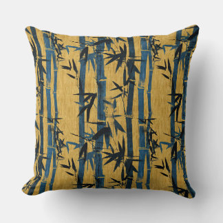 Retro Japanese Bamboo Print Throw Pillow