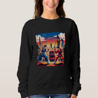 Retro Japanese Fighters Battling in London with An Sweatshirt
