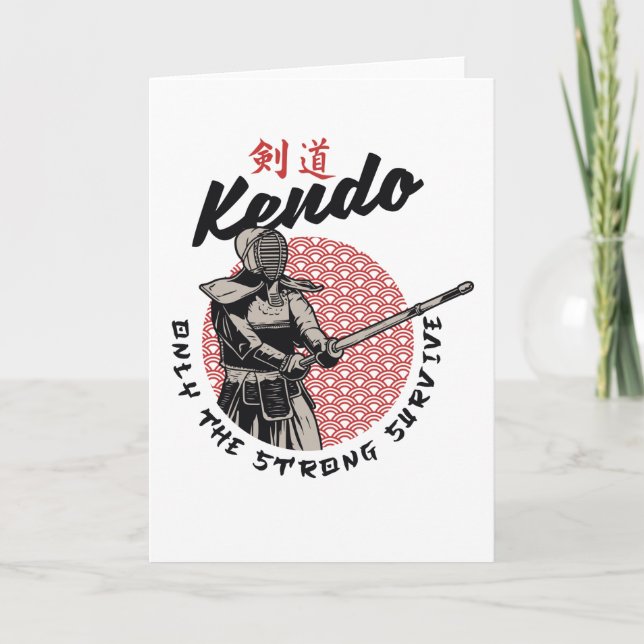 Retro Japanese Kendo - Only the Strong Survive Card (Front)