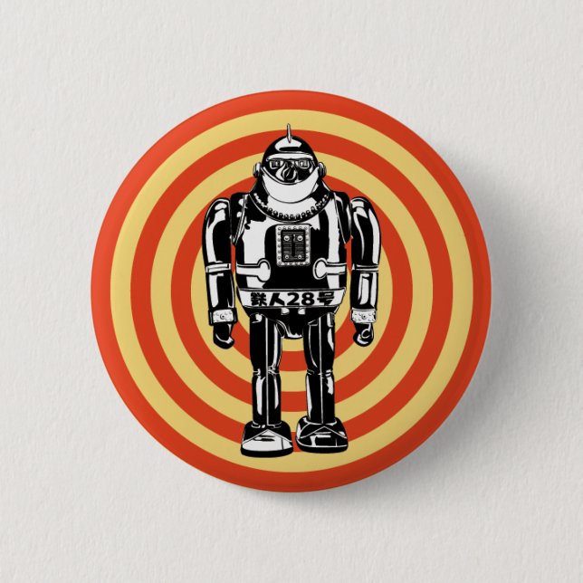 Retro Japanese Robot Button (Front)