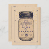Retro Jar Save the Date - Telegram Style - Navy Announcement Postcard (Front/Back)