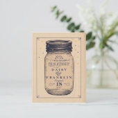 Retro Jar Save the Date - Telegram Style - Navy Announcement Postcard (Standing Front)