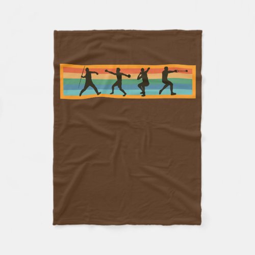 Retro Javelin Discus Shot Put Hammer Track And Fleece Blanket