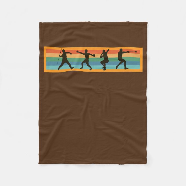 Retro Javelin Discus Shot Put Hammer Track And Fleece Blanket (Front)
