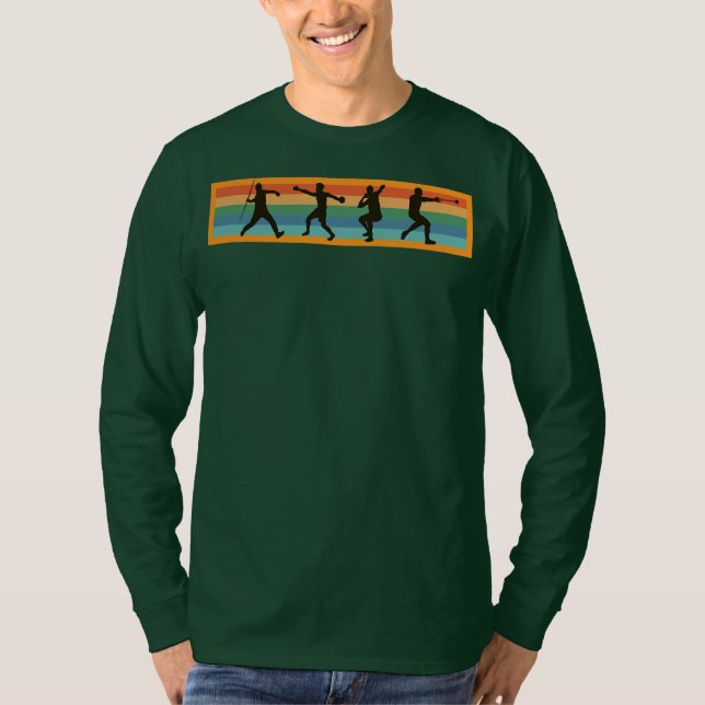 Retro Javelin Discus Shot Put Hammer Track And T-Shirt (Front)