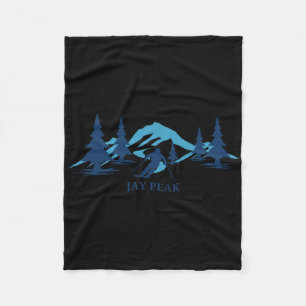 Retro Jay Peak Vermont Skiing Skier Blue Mountains Fleece Blanket