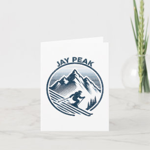 Retro Jay Peak Vermont Skiing Skier Blue Vintage M Card