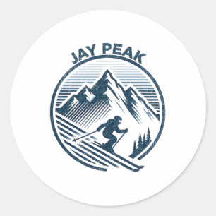 Retro Jay Peak Vermont Skiing Skier Blue Vintage M Classic Round Sticker