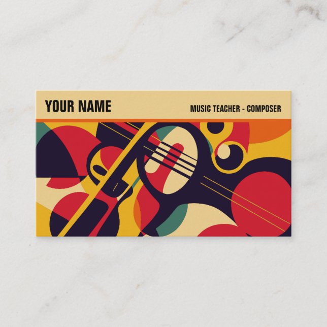 Retro Jazz Abstract Music Professional Business Card (Front)