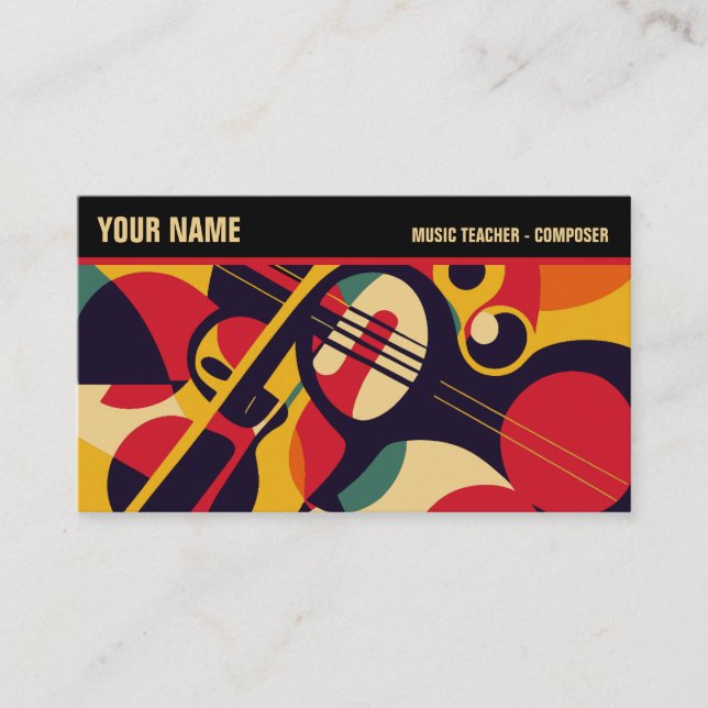 Retro Jazz Abstract Music Professional Business Card (Front)
