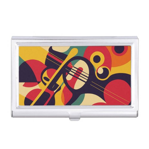 Retro Jazz Abstract Music Professional Business Card Case